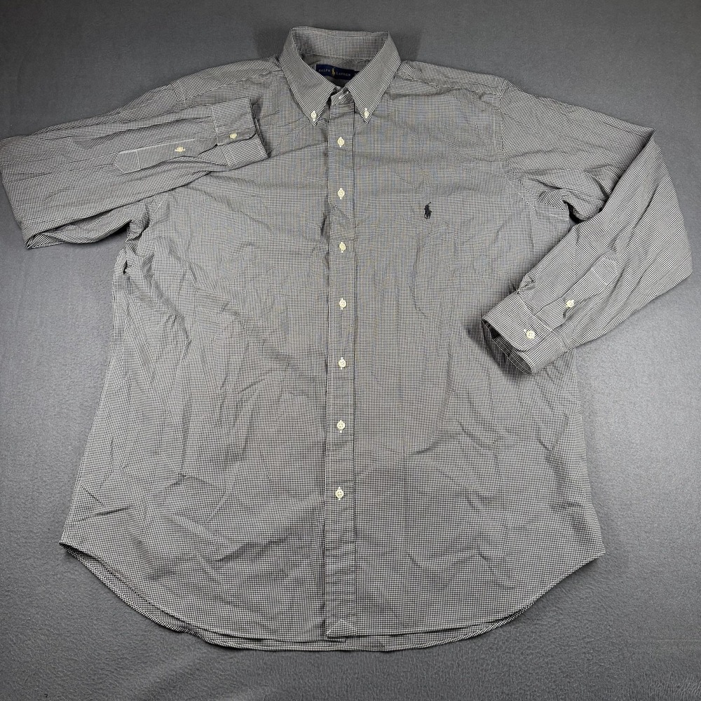 Ralph Lauren Shirt Mens XLT Black Check Long Sleeve Button Down Stretch Big Tall